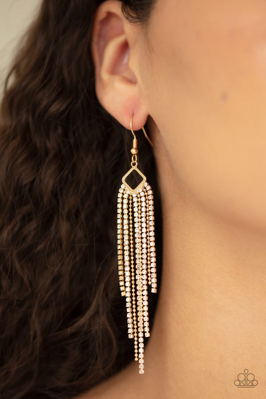 Singing in the REIGN Gold Earring - Paparazzi Accessories