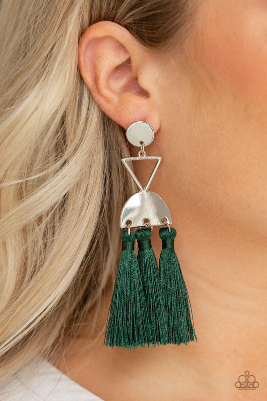 Tassel Trippin Green Earring - Paparazzi Accessories