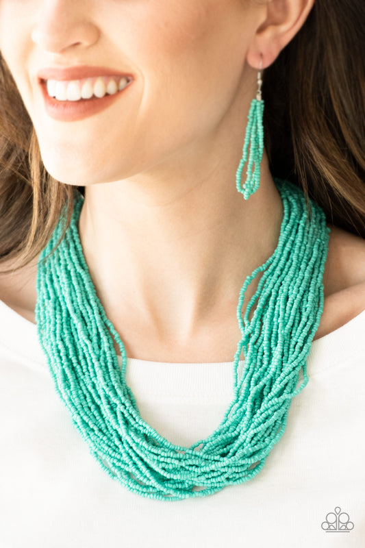 The Show Must CONGO On! Blue Seed Bead Necklace - Paparazzi Accessories