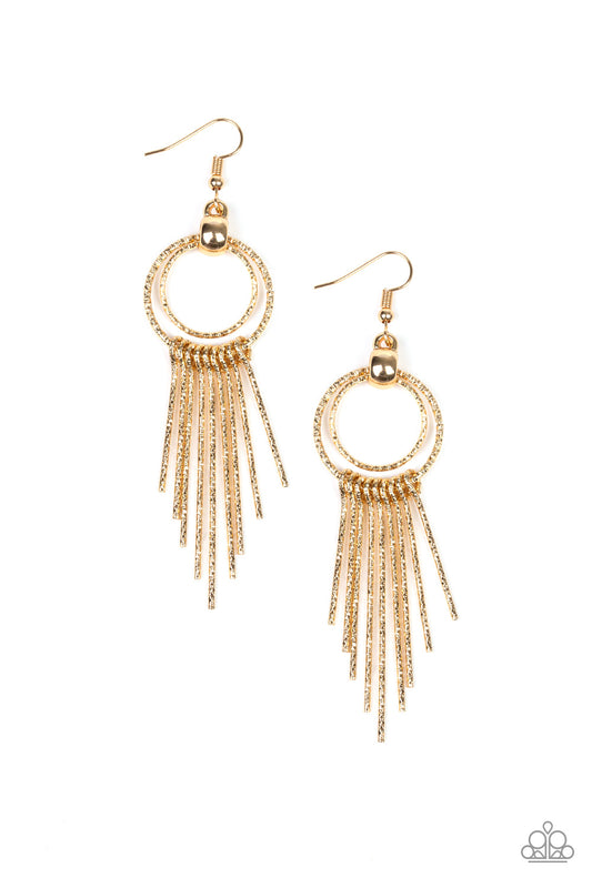 Eye-Catching Edge Gold Earring - Paparazzi Accessories