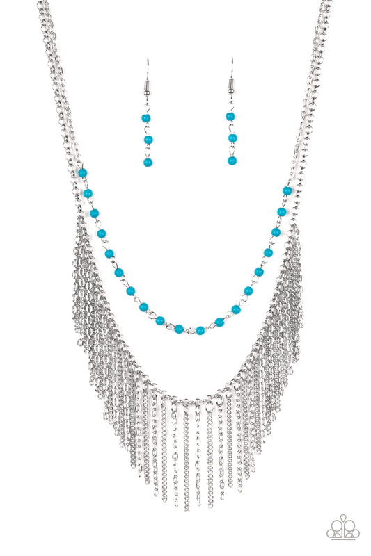 Fierce In Fringe Blue Necklace - Paparazzi Accessories