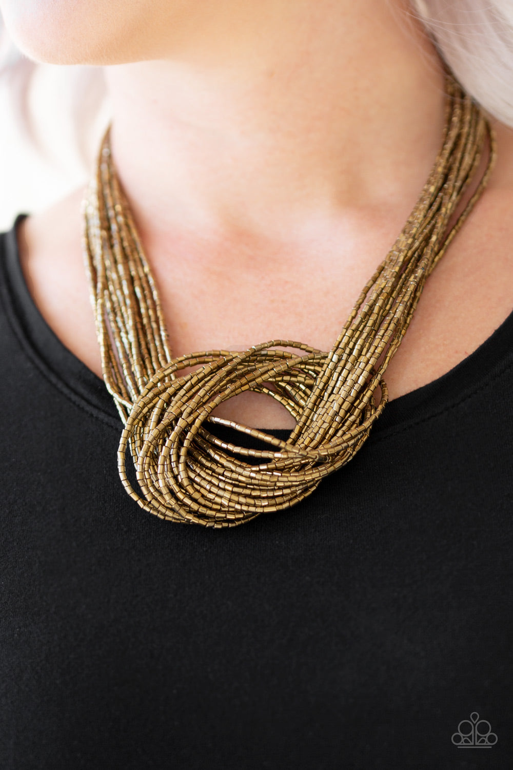 Knotted Knockout Brass Seed Bead Necklace - Paparazzi Accessories