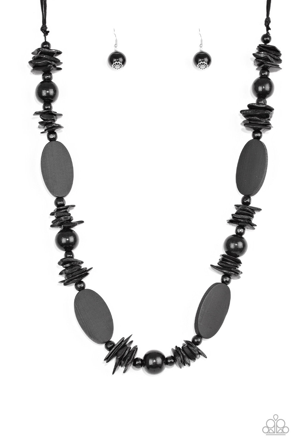 Carefree Cococay Black Wooden Necklace - Paparazzi Accessories