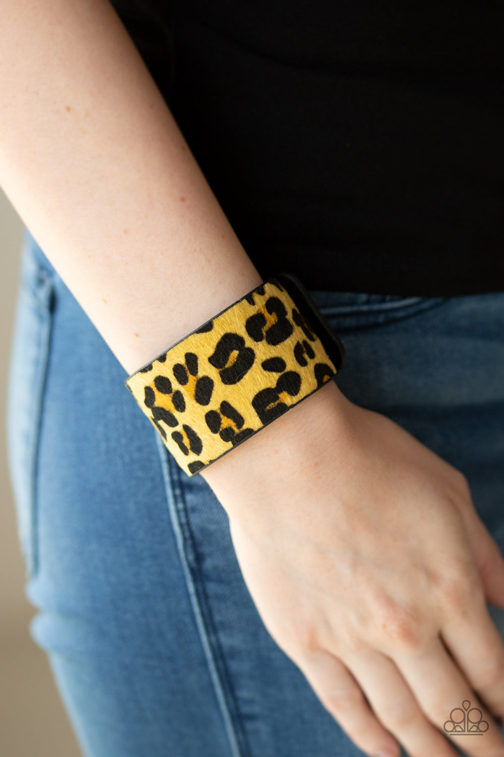 Cheetah Cabana Yellow/Black Wrap Bracelet - Paparazzi Accessories - jazzy-jewels-gems