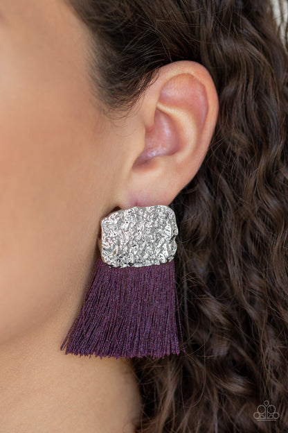 Plume Bloom Purple Earring - Paparazzi Accessories