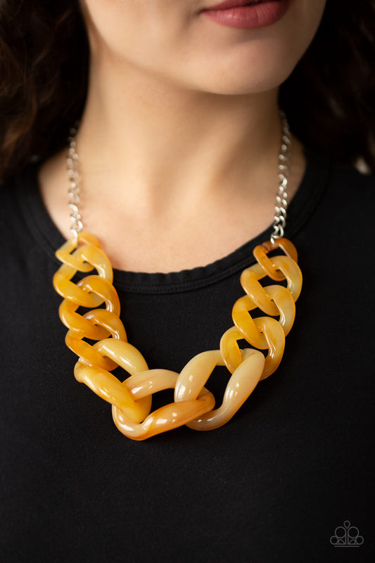 Red-HAUTE Mama Yellow Acrylic Necklace - Paparazzi Accessories