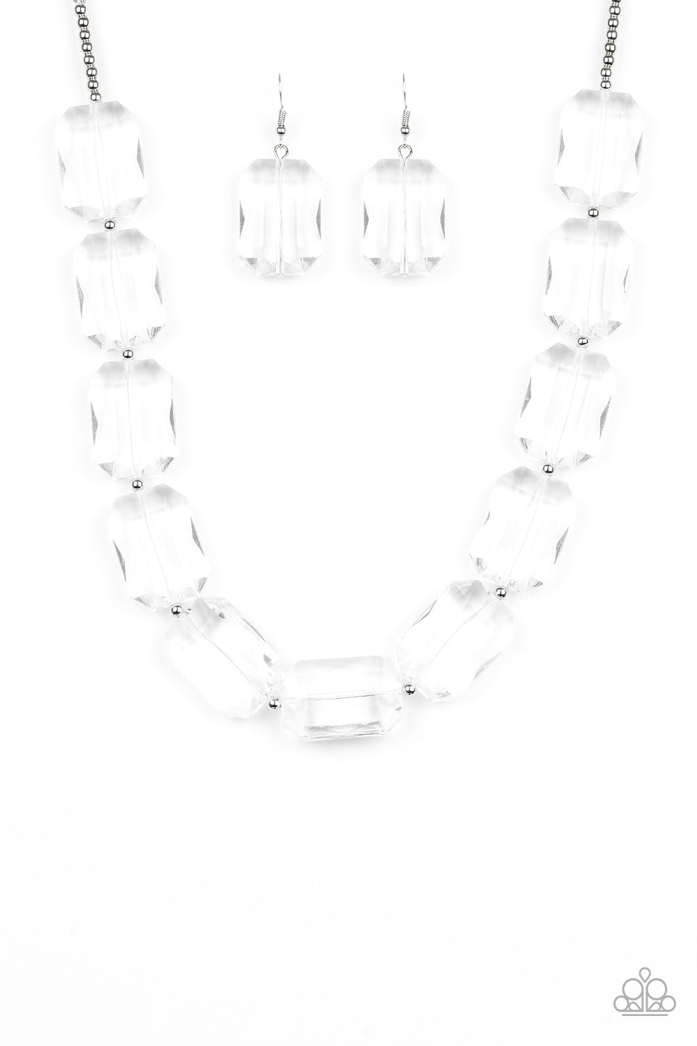 The ICE President White Acrylic Necklace - Paparazzi Accessories - jazzy-jewels-gems