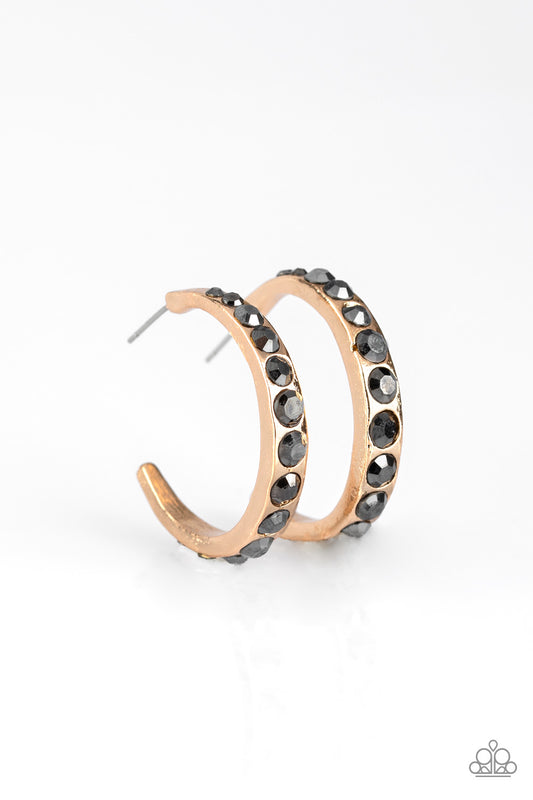 Welcome To Glam Town Gold Hoop Earring - Paparazzi Accessories