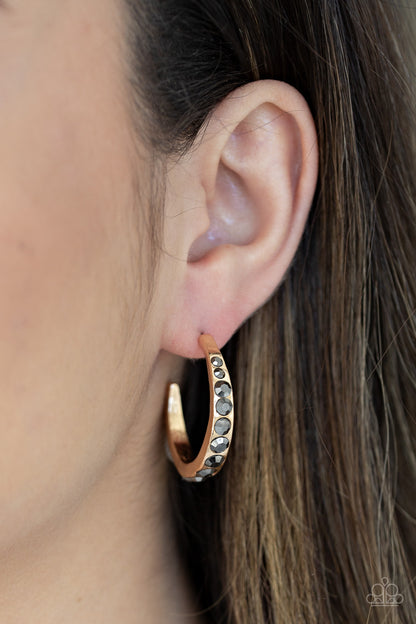 Welcome To Glam Town Gold Hoop Earring - Paparazzi Accessories