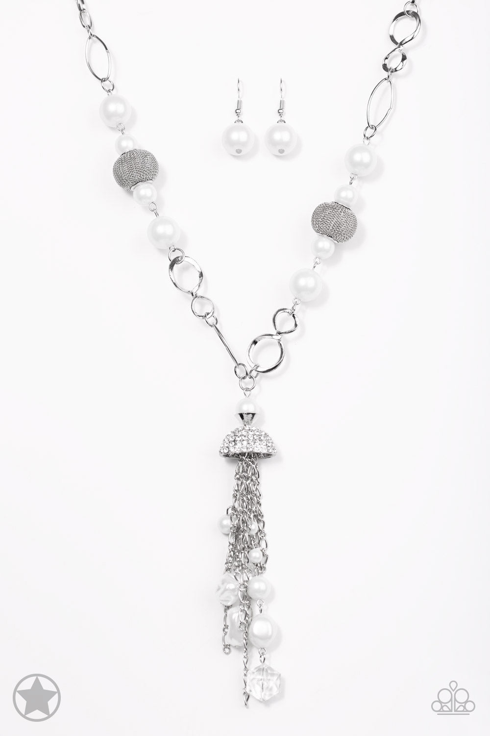 Designated Diva White Blockbuster Necklace - Paparazzi Accessories - jazzy-jewels-gems