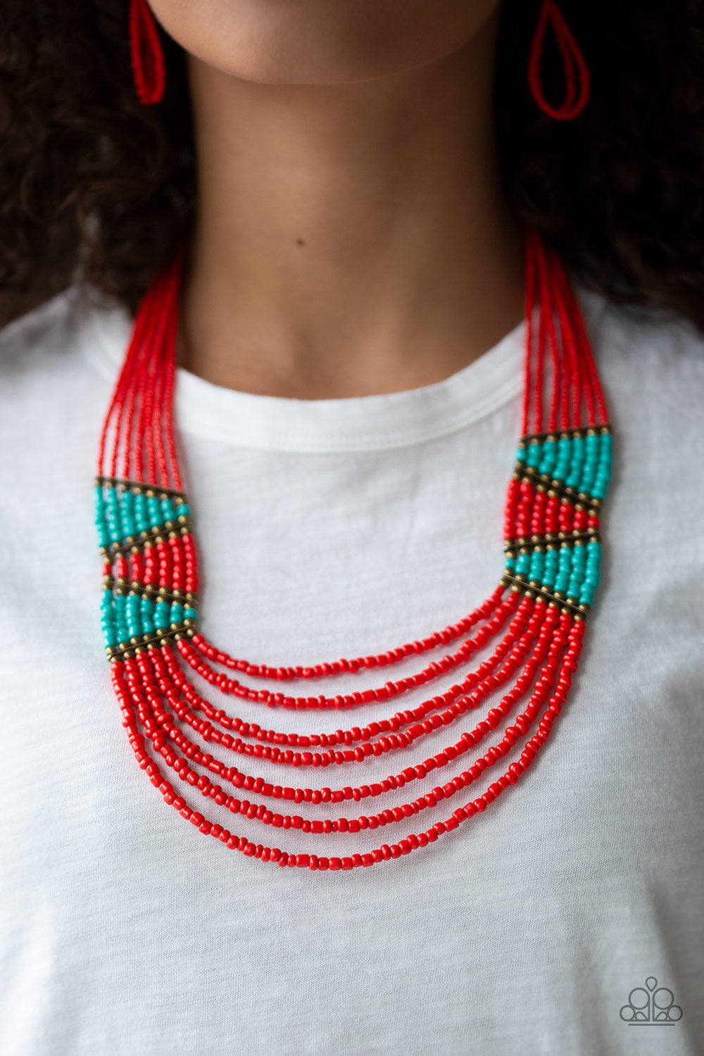 Kickin It Outback Red Seed Bead Necklace - Paparazzi Accessories