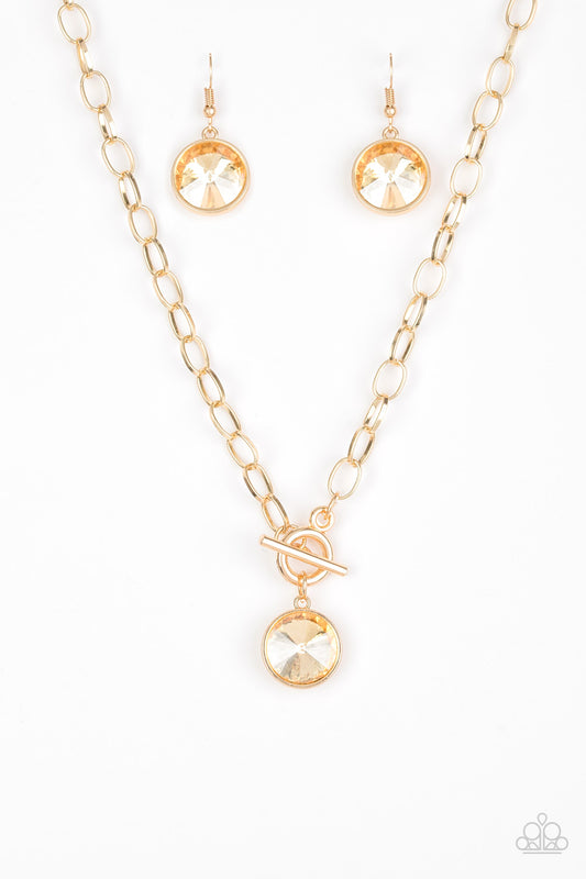 She Sparkles On Gold Necklace - Paparazzi Accessories