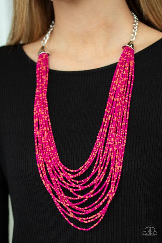 Peacefully Pacific Multi Seed Bead Necklace - Paparazzi Accessories - jazzy-jewels-gems
