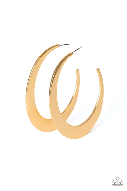 Moon Beam Gold Hoop Earring - Paparazzi Accessories