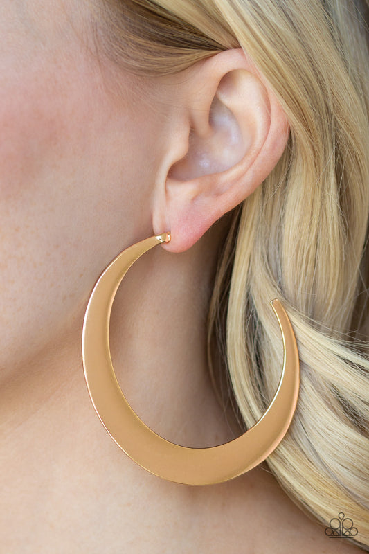 Moon Beam Gold Hoop Earring - Paparazzi Accessories