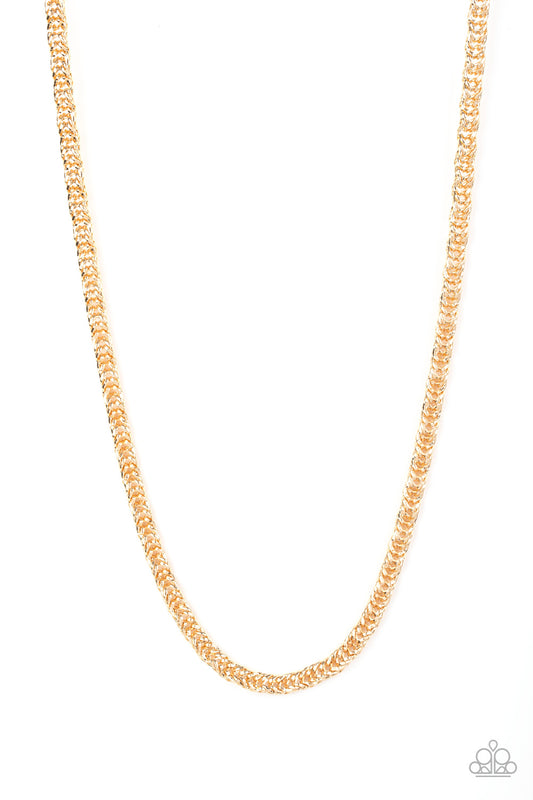 Go Down Fighting Gold Urban Necklace - Paparazzi Accessories