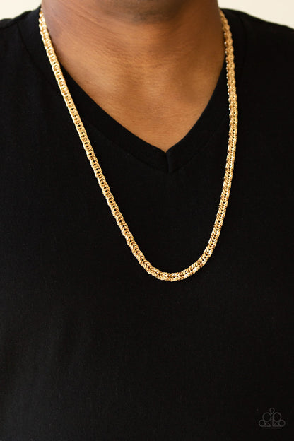 Go Down Fighting Gold Urban Necklace - Paparazzi Accessories