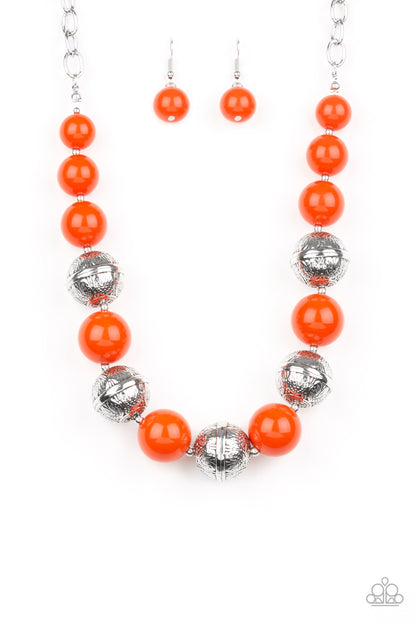 Floral Fusion Orange Necklace - Paparazzi Accessories