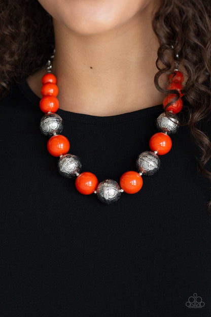 Floral Fusion Orange Necklace - Paparazzi Accessories