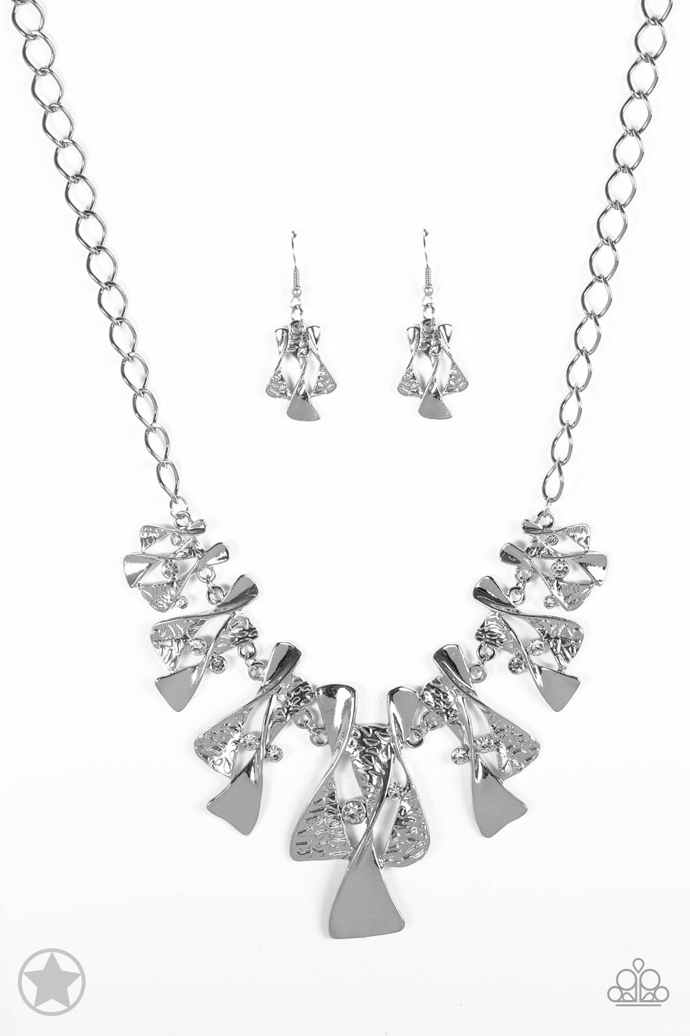 The Sands of Time Silver Blockbuster Necklace - Paparazzi Accessories - jazzy-jewels-gems