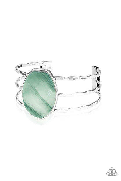 Canyon Dream Green Acrylic Cuff Bracelet - Paparazzi Accessories