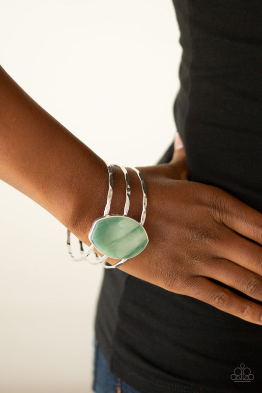 Canyon Dream Green Acrylic Cuff Bracelet - Paparazzi Accessories