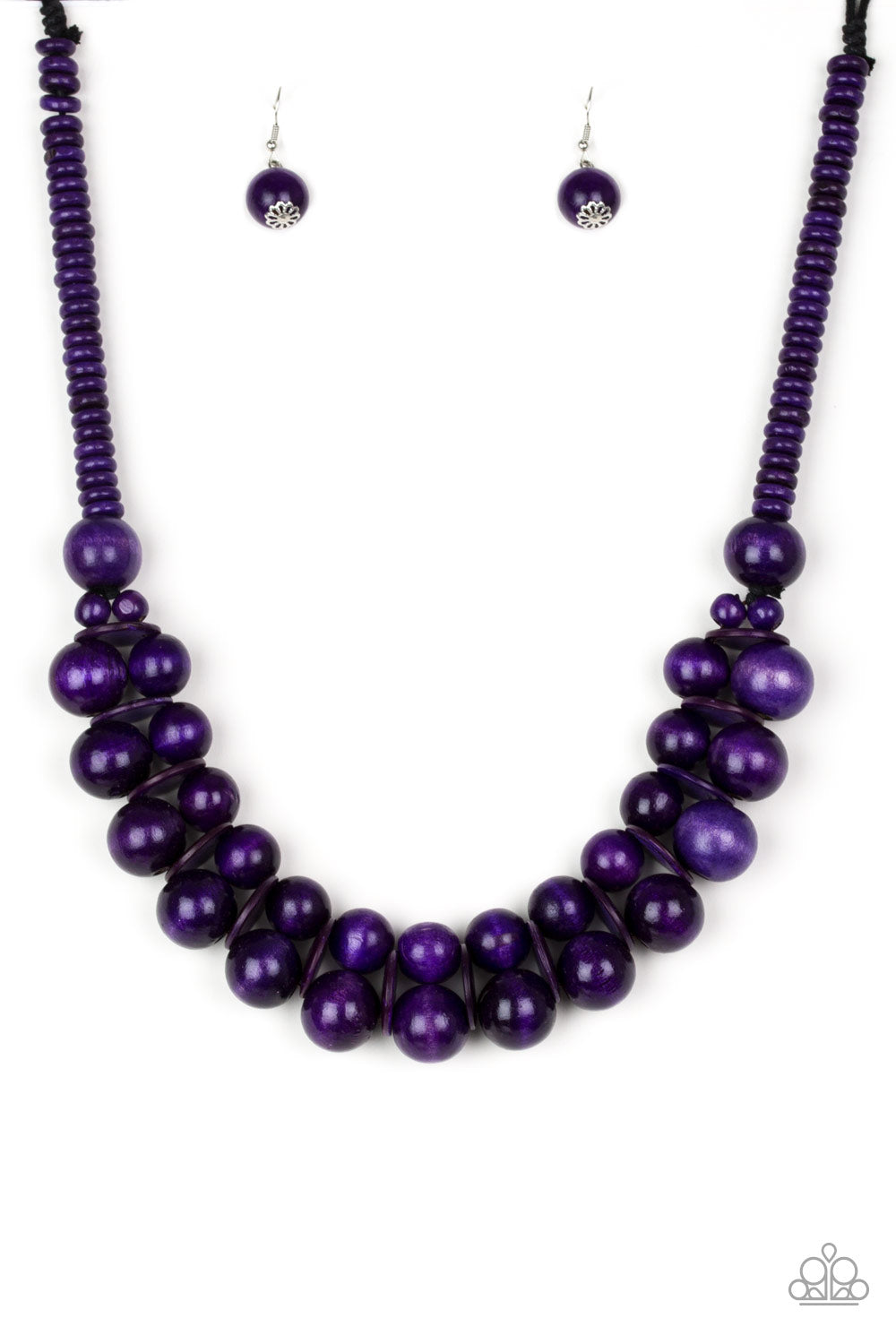 Caribbean Cover Girl Purple Wooden Necklace - Paparazzi Accessories