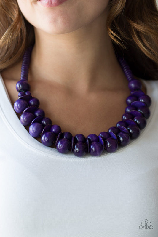 Caribbean Cover Girl Purple Wooden Necklace - Paparazzi Accessories