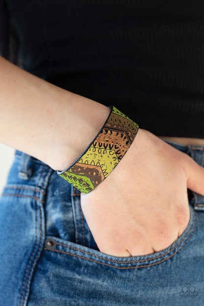 Come Uncorked Green Cuff Bracelet - Paparazzi Accessories