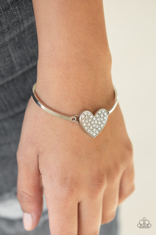 Heart-Stopping Shimmer White Bracelet - Paparazzi Accessories