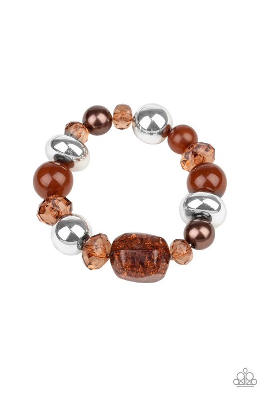 Ice Ice-Breaker Brown Bracelet - Paparazzi Accessories - jazzy-jewels-gems