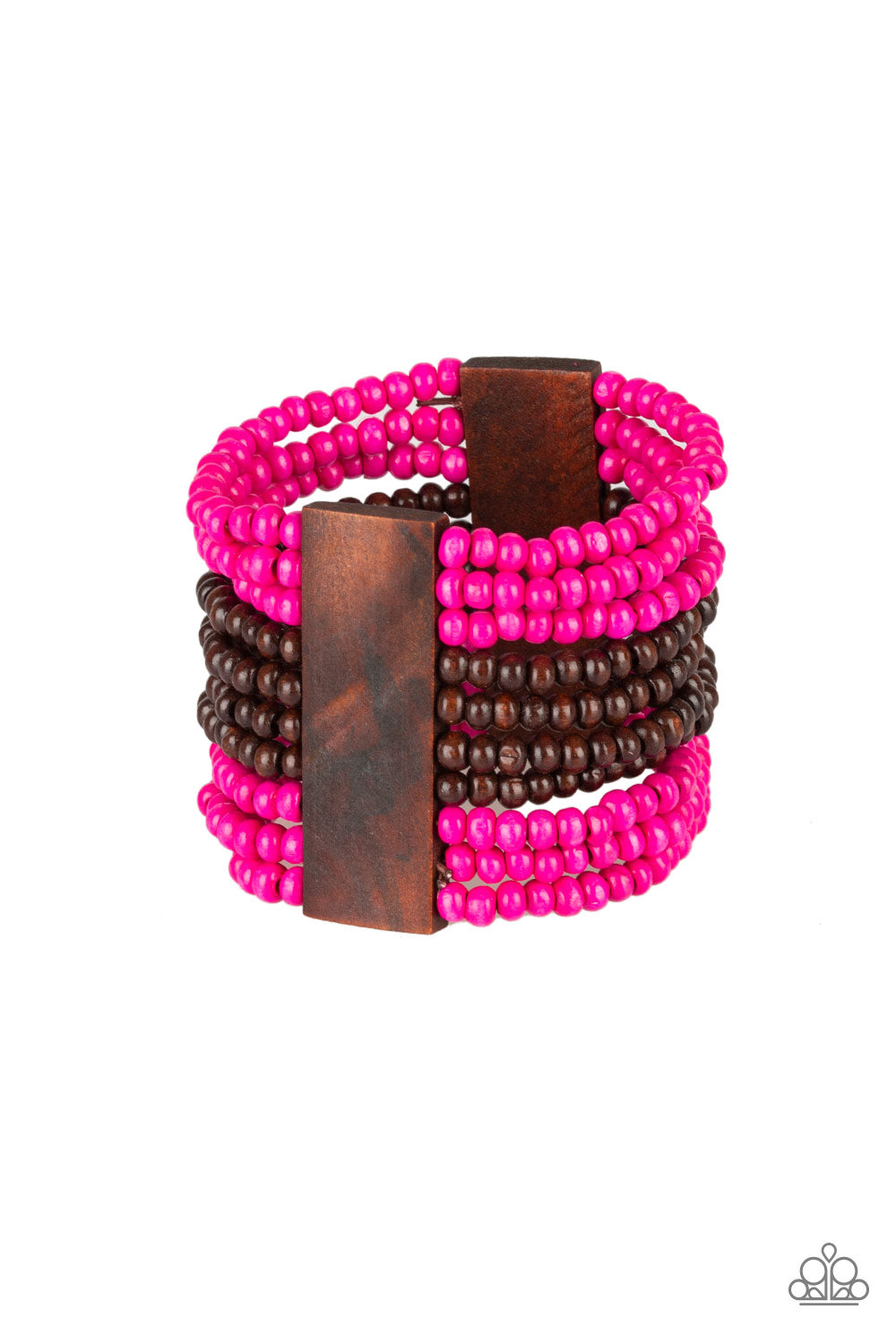 JAMAICAN Me Jam Pink Wooden Bracelet - Paparazzi Accessories - jazzy-jewels-gems