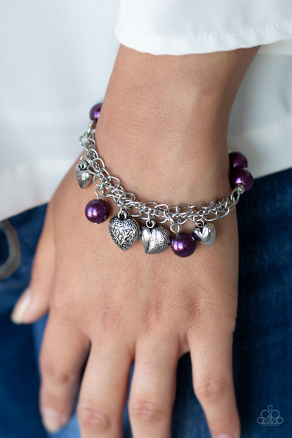 More Amour Purple Charm Bracelet - Paparazzi Accessories