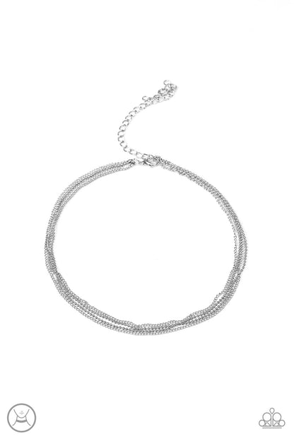 If You Dare Silver Choker Necklace- Paparazzi Accessories