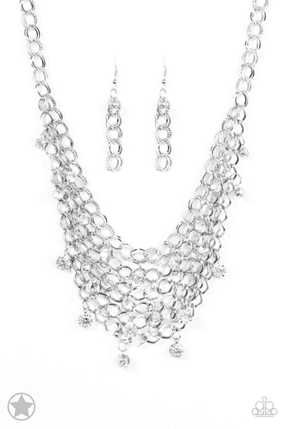 Fishing for Compliments Silver Blockbuster Necklace - Paparazzi Accessories - jazzy-jewels-gems