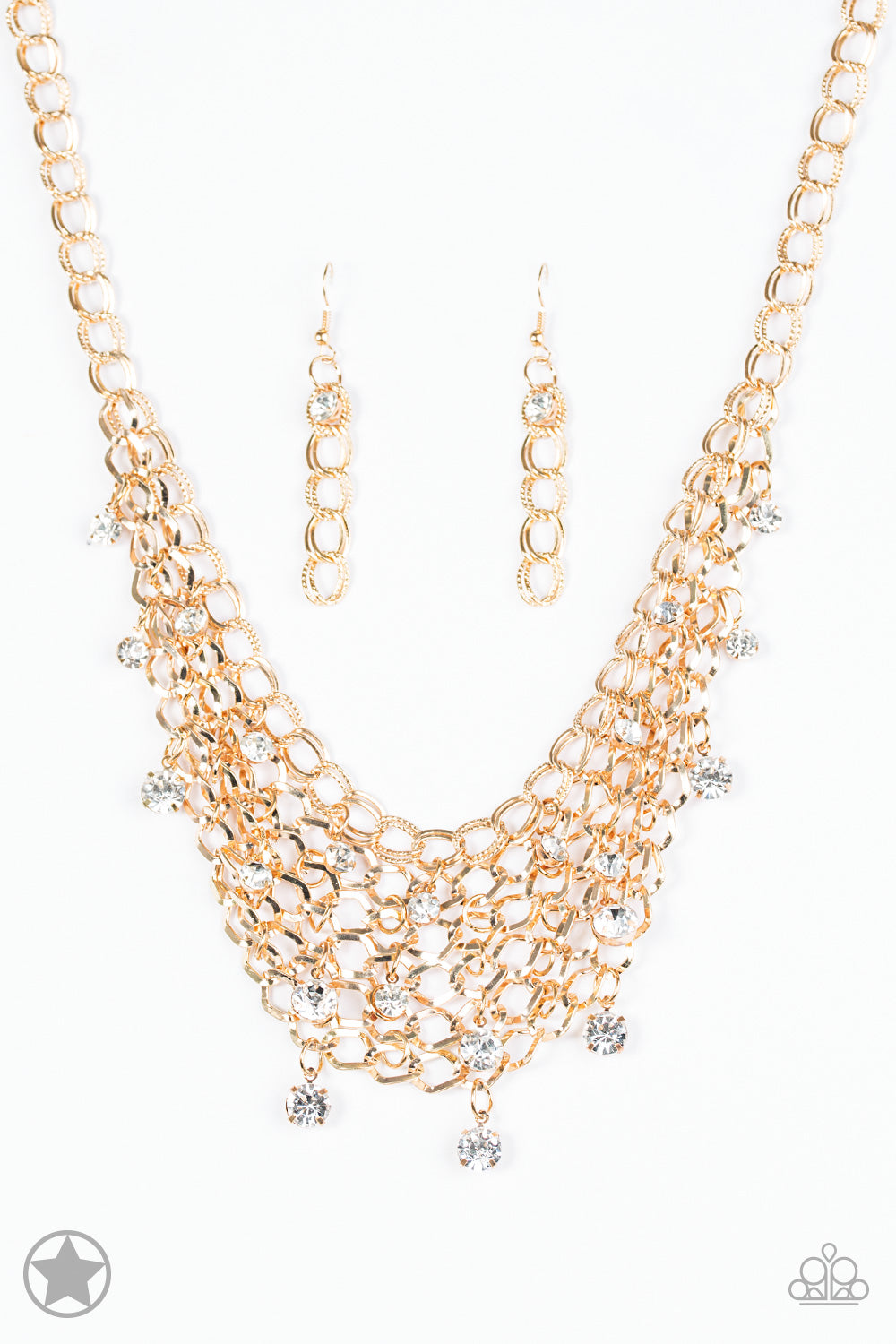 Fishing for Compliments Gold Blockbuster Necklace - Paparazzi Accessories - jazzy-jewels-gems