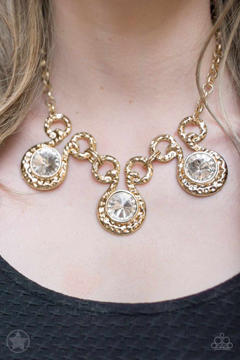 Hypnotized Gold Blockbuster Necklace - Paparazzi Accessories - jazzy-jewels-gems