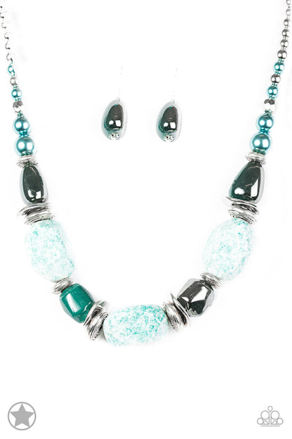 In Good Glazes Blue Blockbuster Necklace - Paparazzi Accessories - jazzy-jewels-gems