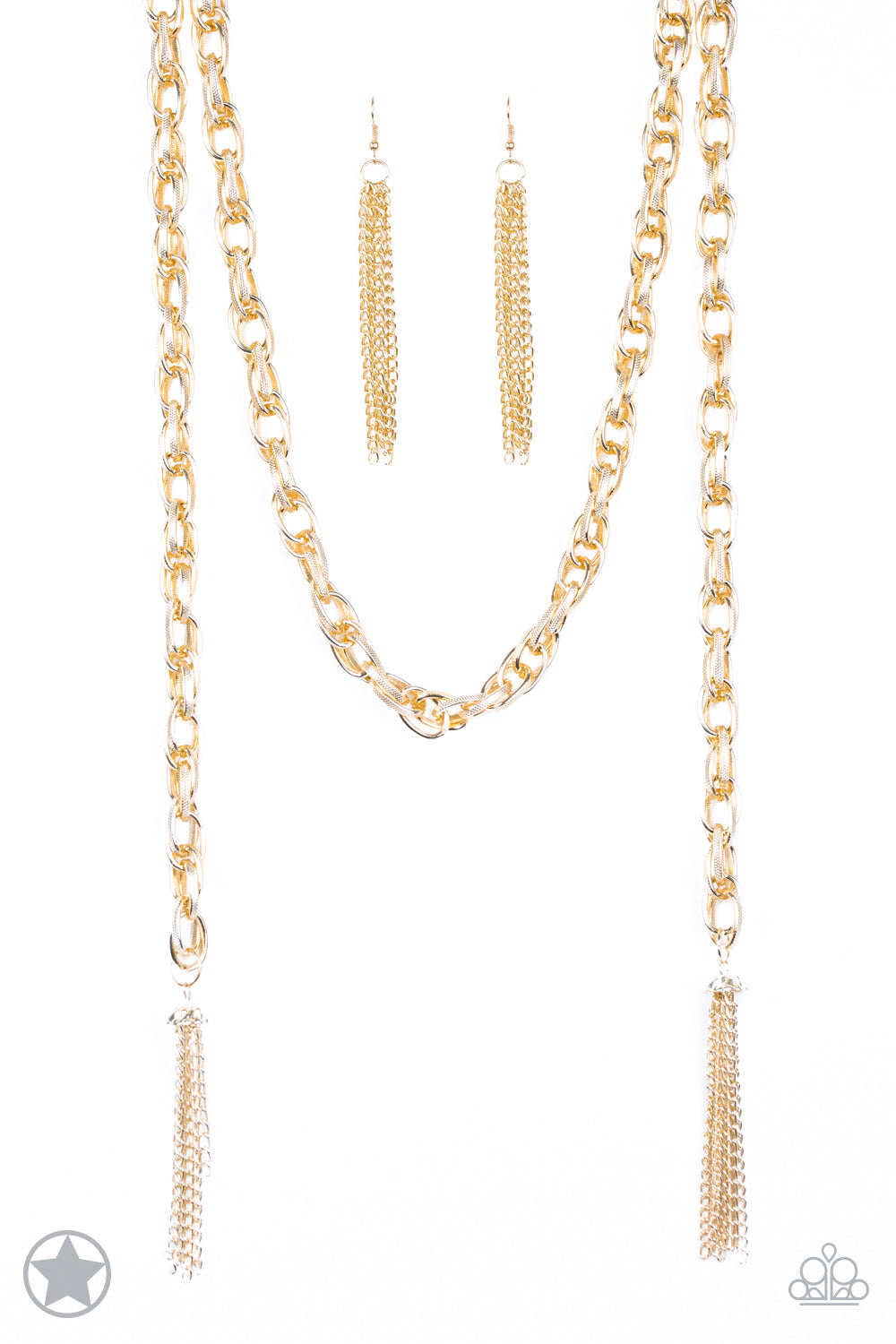 SCARFed for Attention Gold Blockbuster Necklace - Paparazzi Accessories - jazzy-jewels-gems