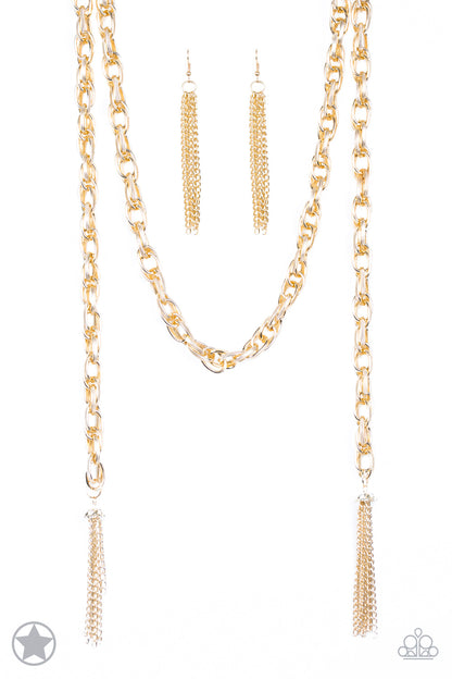SCARFed for Attention Gold Blockbuster Necklace - Paparazzi Accessories - jazzy-jewels-gems