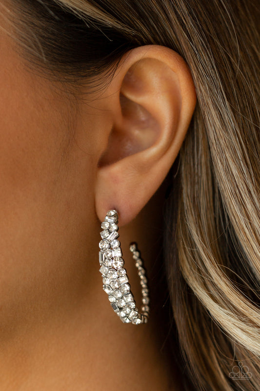 A GLITZY Conscience Black Hoop Earring - Paparazzi Accessories