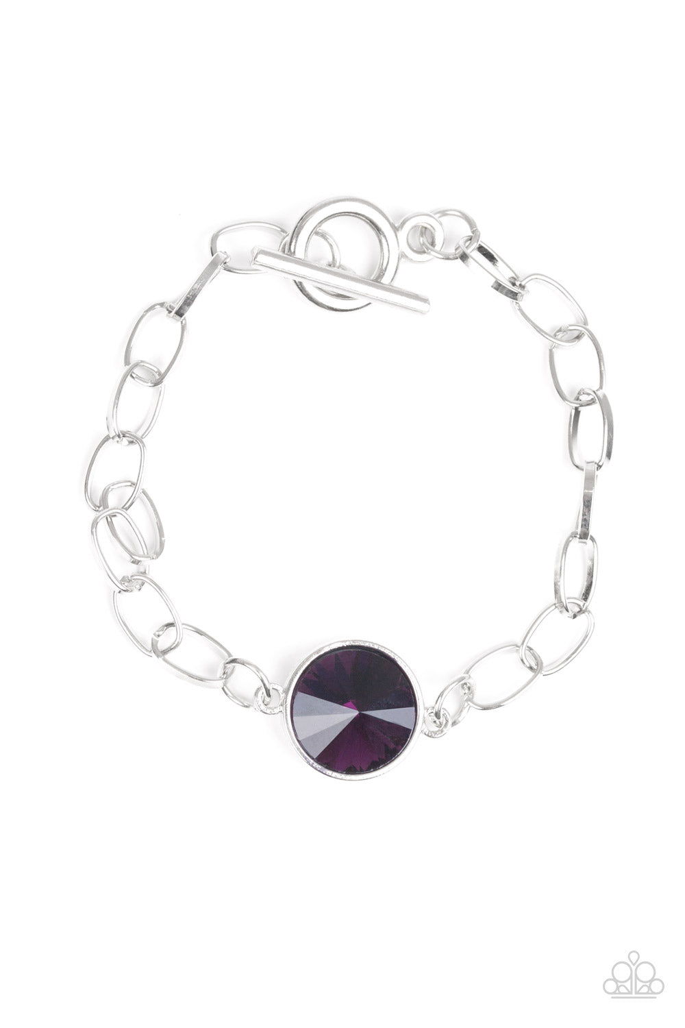 All Aglitter Purple Rhinestone Toggle Bracelet - Paparazzi Accessories