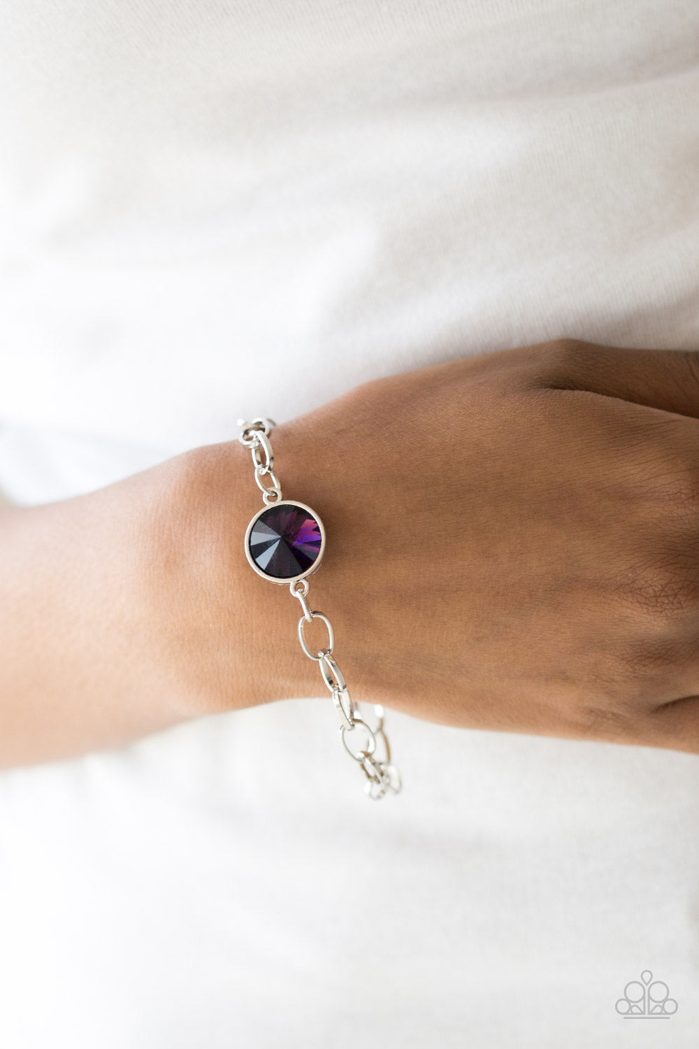 All Aglitter Purple Rhinestone Toggle Bracelet - Paparazzi Accessories