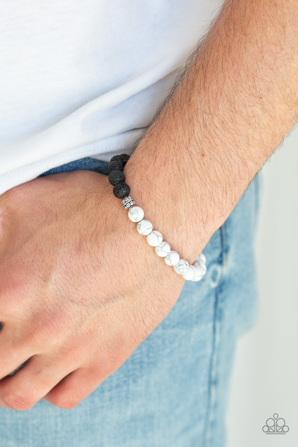 Fortune White Urban Bead Bracelet - Paparazzi Accessories - jazzy-jewels-gems