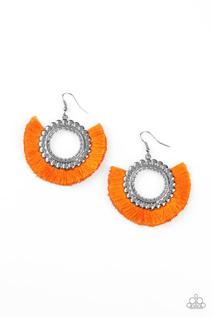 Fringe Fanatic Orange Earring - Paparazzi Accessories