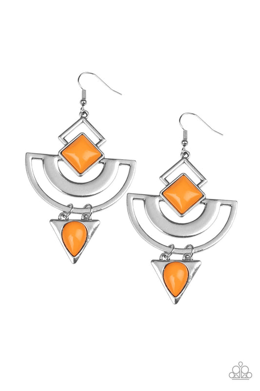 Geo Gypsy Orange Earring - Paparazzi Accessories