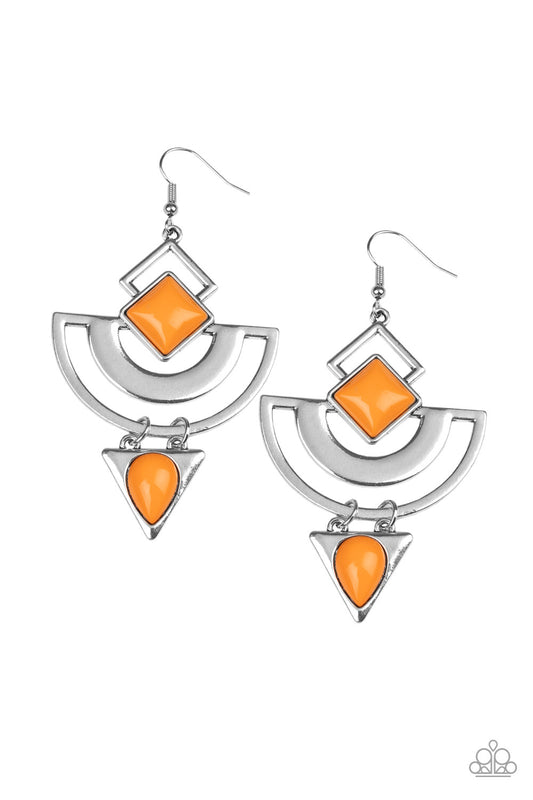 Geo Gypsy Orange Earring - Paparazzi Accessories