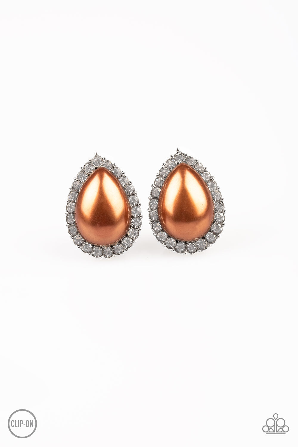 Old Hollywood Opulence Brown Clip-On Earring - Paparazzi Accessories