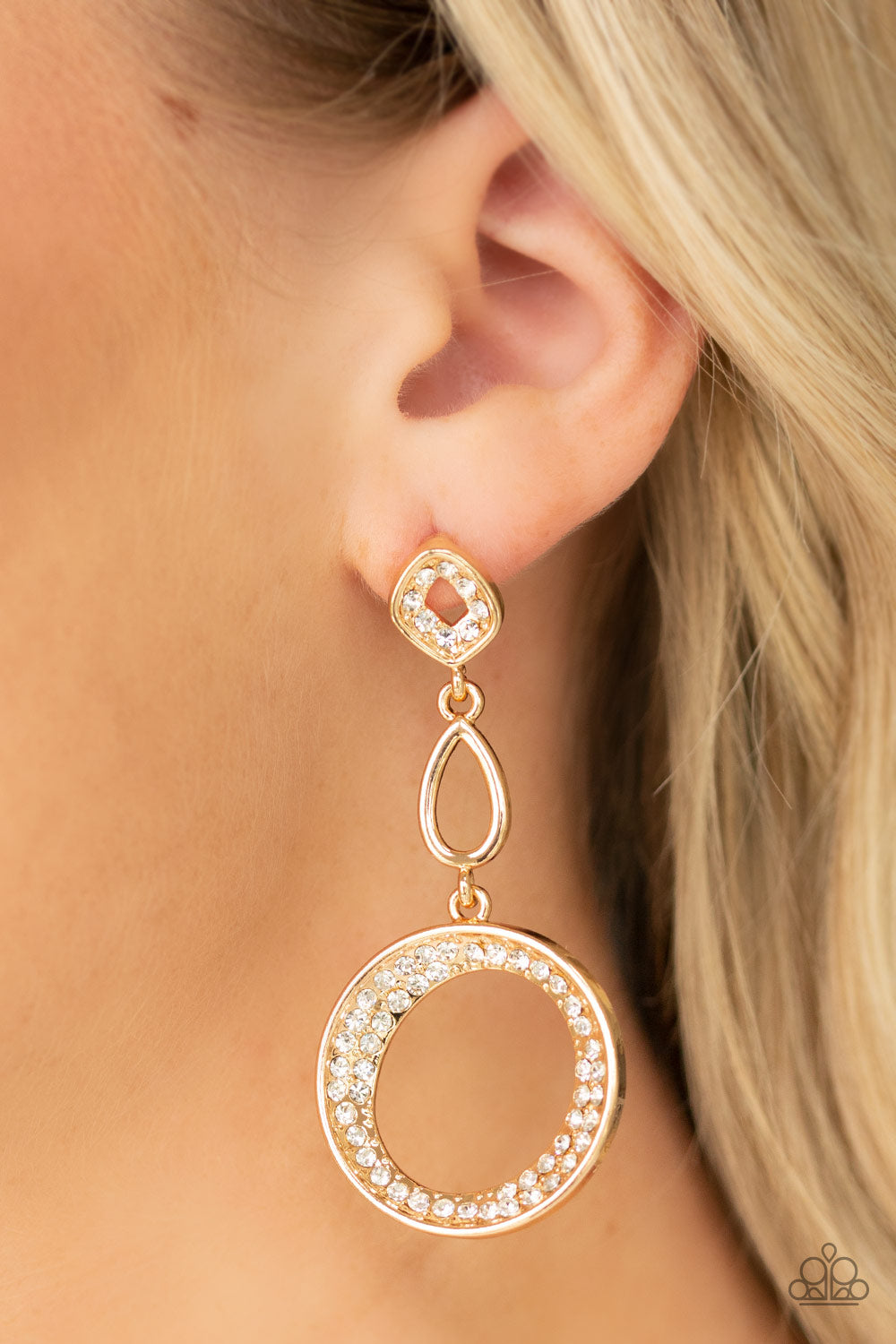 On The Glamour Scene Gold Earring - Paparazzi Accessories