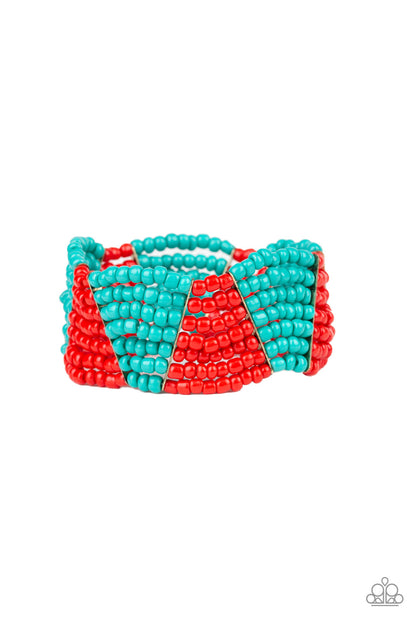 Outback Outing Red Seed Bead Bracelet - Paparazzi Accessories